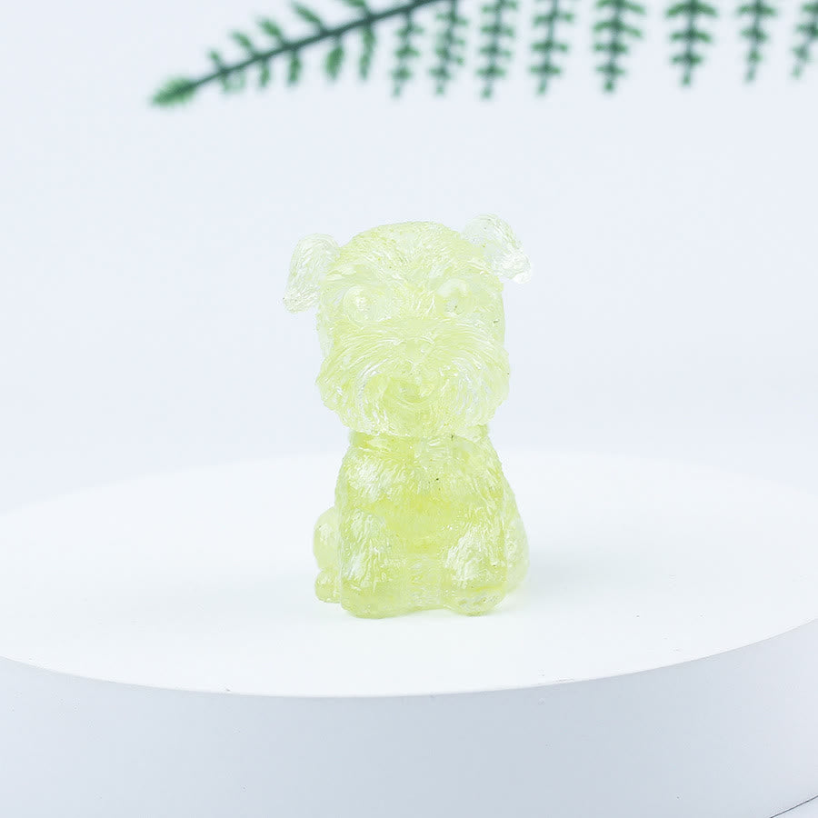 Decoración con piedras preciosas en miniatura de Schnauzer con resina epoxi y grava de cristal de Olivenorma