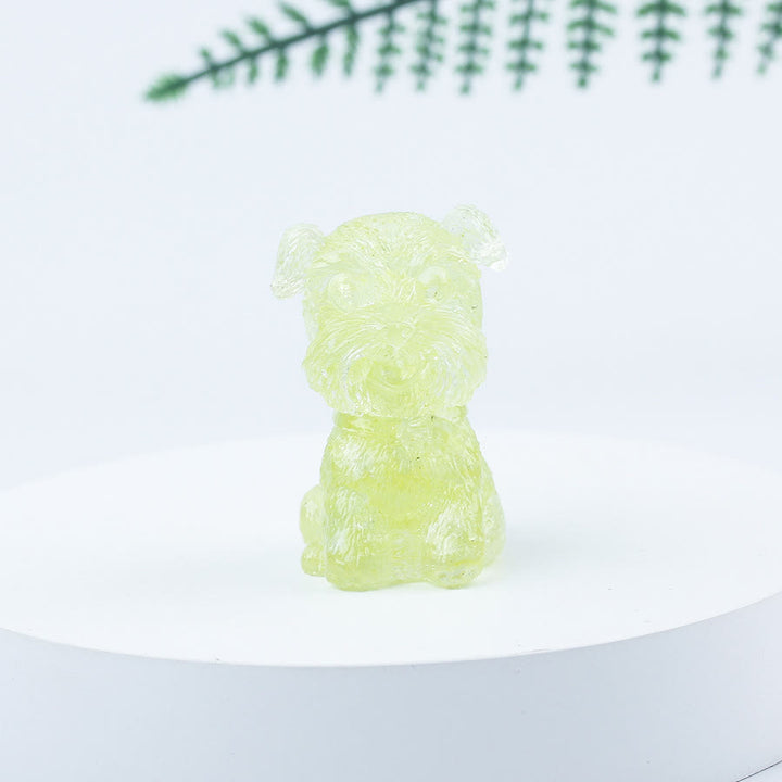 Decoración con piedras preciosas en miniatura de Schnauzer con resina epoxi y grava de cristal de Olivenorma