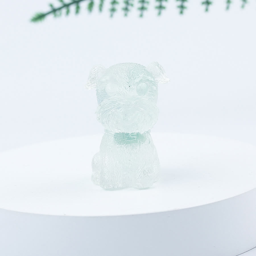 Decoración con piedras preciosas en miniatura de Schnauzer con resina epoxi y grava de cristal de Olivenorma