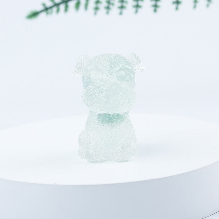 Decoración con piedras preciosas en miniatura de Schnauzer con resina epoxi y grava de cristal de Olivenorma
