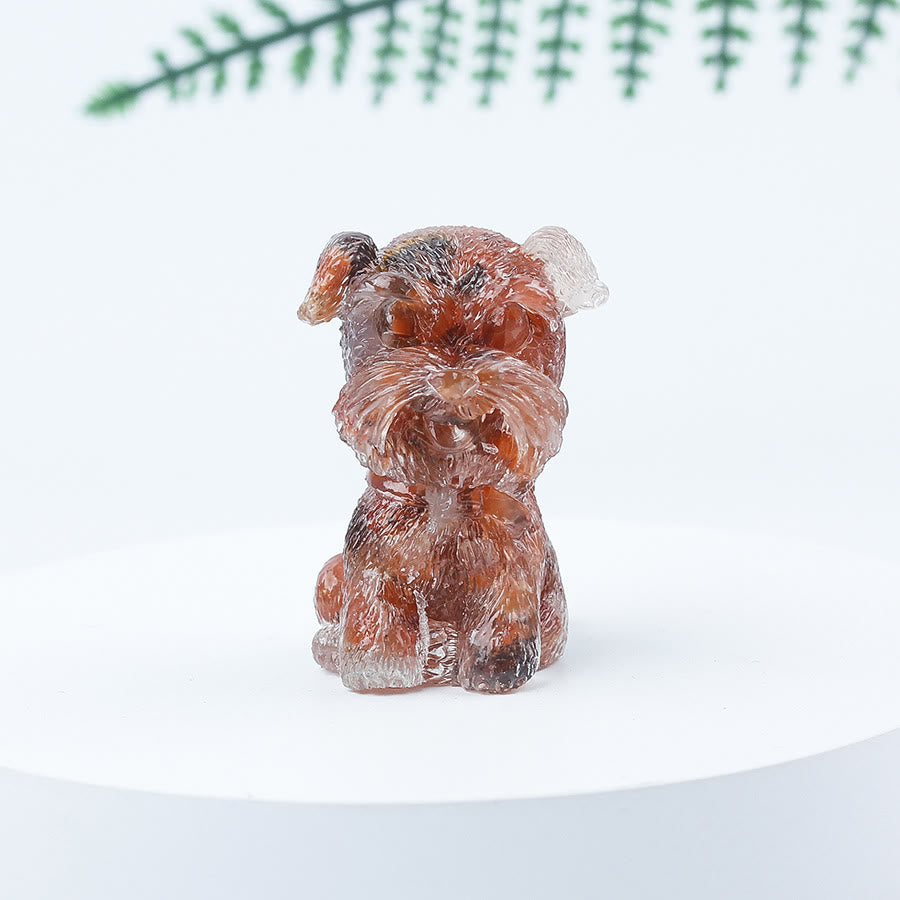 Decoración con piedras preciosas en miniatura de Schnauzer con resina epoxi y grava de cristal de Olivenorma
