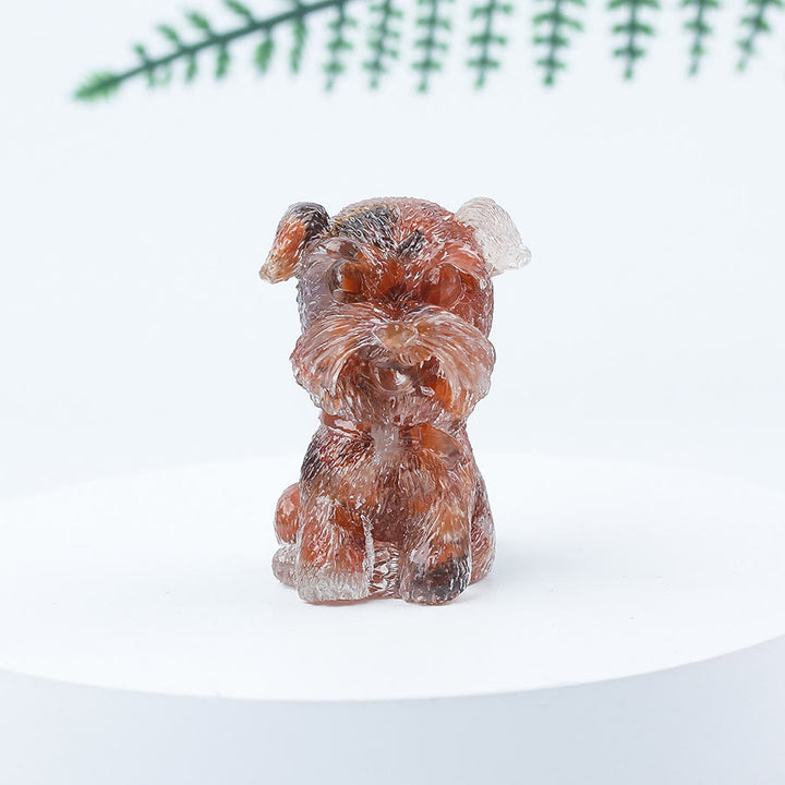 Decoración con piedras preciosas en miniatura de Schnauzer con resina epoxi y grava de cristal de Olivenorma