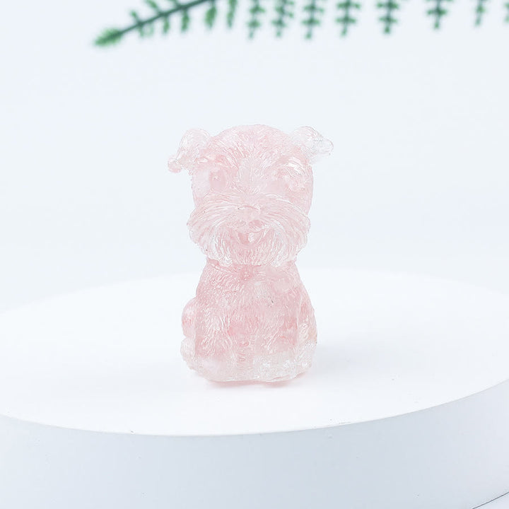 Decoración con piedras preciosas en miniatura de Schnauzer con resina epoxi y grava de cristal de Olivenorma