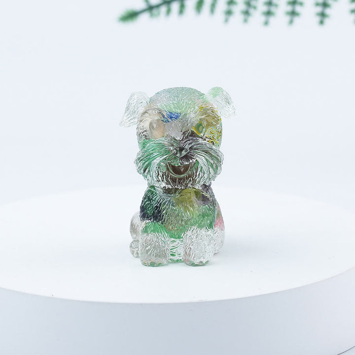 Decoración con piedras preciosas en miniatura de Schnauzer con resina epoxi y grava de cristal de Olivenorma