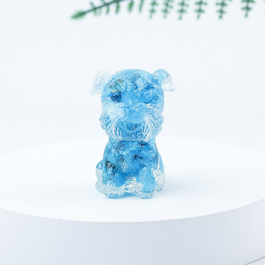 Decoración con piedras preciosas en miniatura de Schnauzer con resina epoxi y grava de cristal de Olivenorma