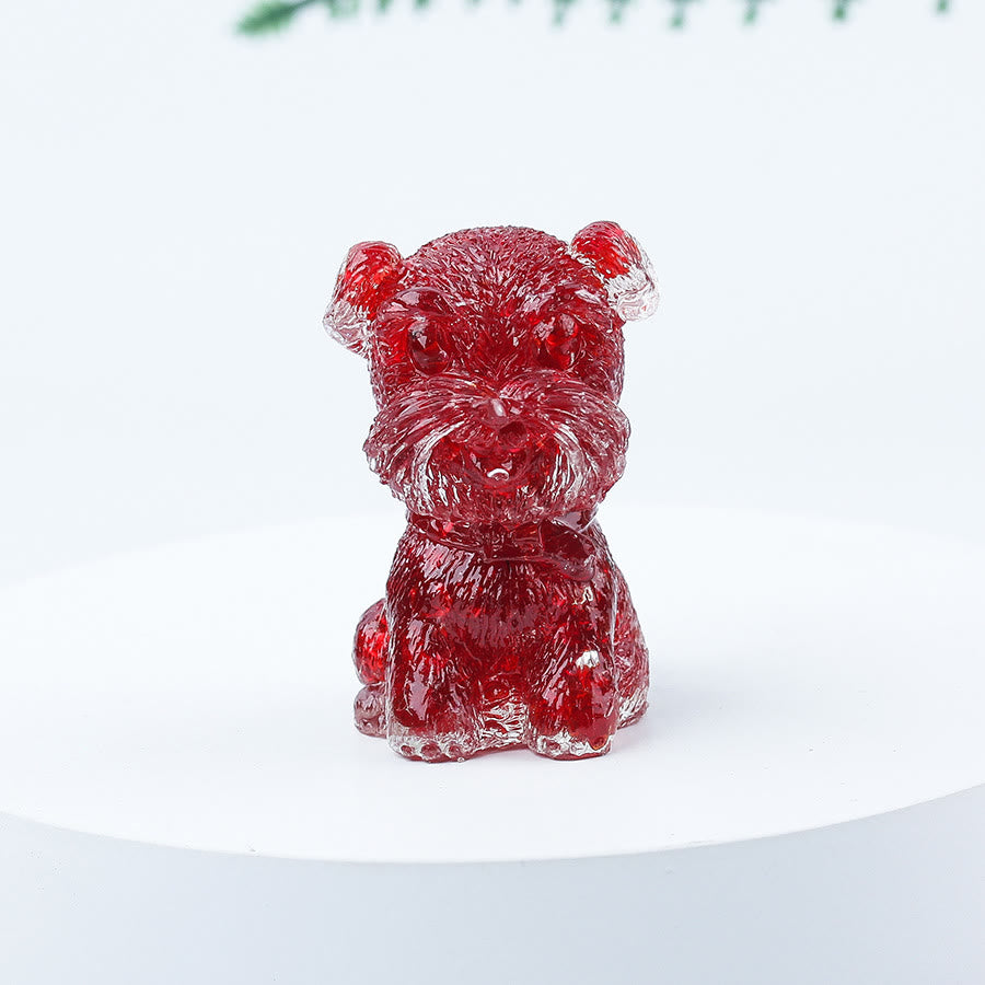 Decoración con piedras preciosas en miniatura de Schnauzer con resina epoxi y grava de cristal de Olivenorma