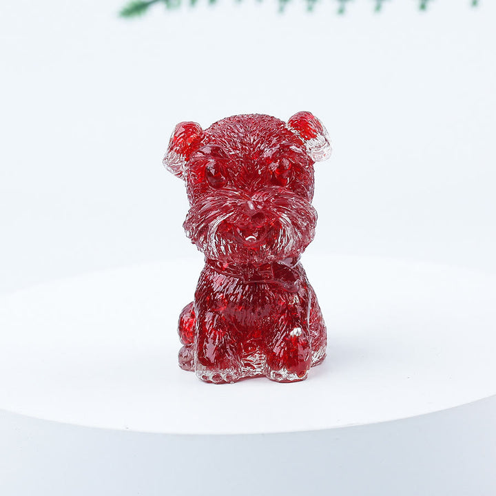 Decoración con piedras preciosas en miniatura de Schnauzer con resina epoxi y grava de cristal de Olivenorma
