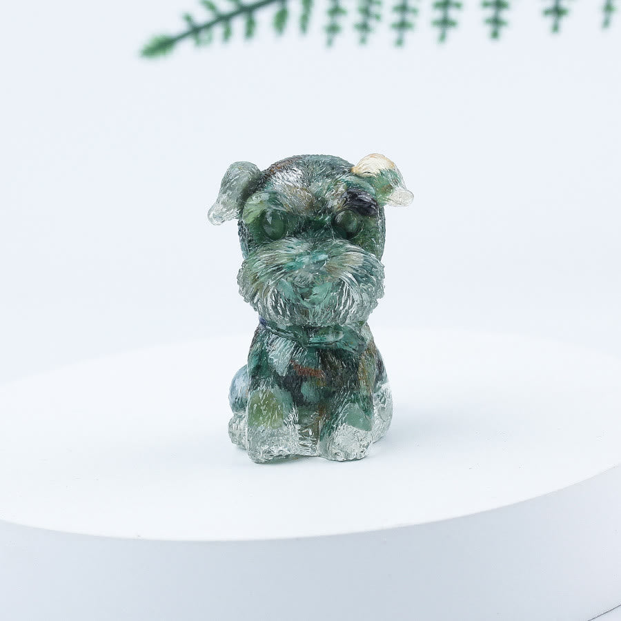 Decoración con piedras preciosas en miniatura de Schnauzer con resina epoxi y grava de cristal de Olivenorma