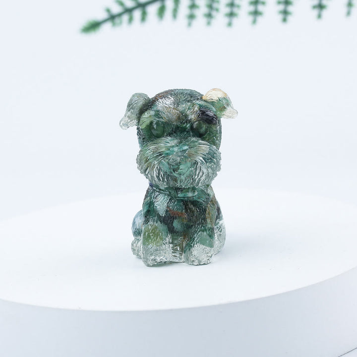 Decoración con piedras preciosas en miniatura de Schnauzer con resina epoxi y grava de cristal de Olivenorma