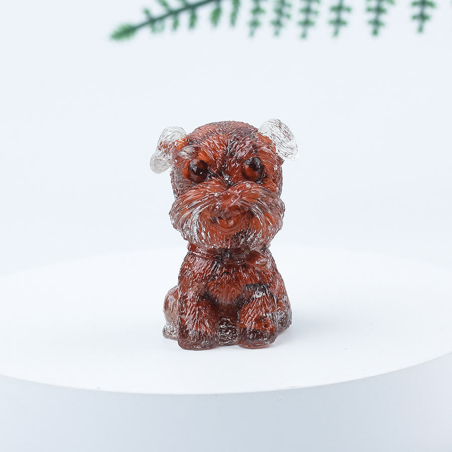 Decoración con piedras preciosas en miniatura de Schnauzer con resina epoxi y grava de cristal de Olivenorma