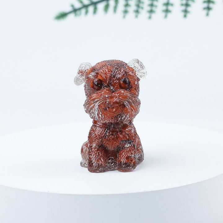 Decoración con piedras preciosas en miniatura de Schnauzer con resina epoxi y grava de cristal de Olivenorma