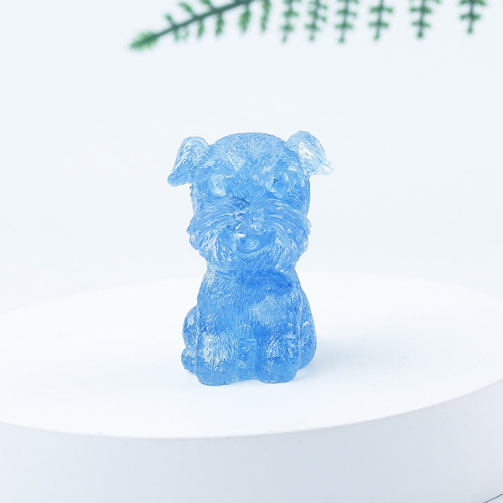 Decoración con piedras preciosas en miniatura de Schnauzer con resina epoxi y grava de cristal de Olivenorma
