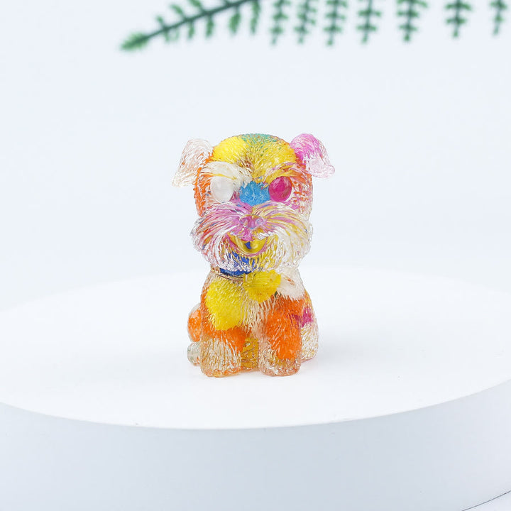 Decoración con piedras preciosas en miniatura de Schnauzer con resina epoxi y grava de cristal de Olivenorma