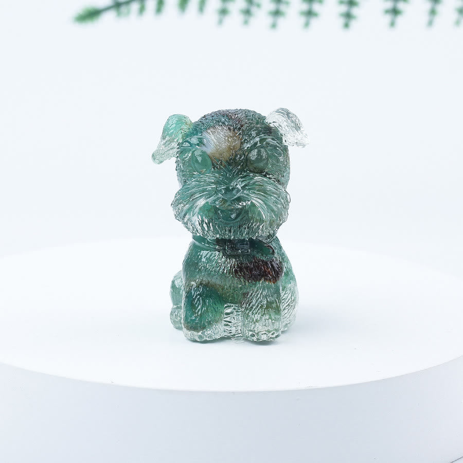 Decoración con piedras preciosas en miniatura de Schnauzer con resina epoxi y grava de cristal de Olivenorma