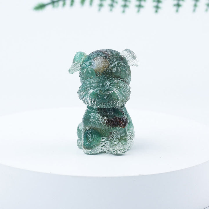 Decoración con piedras preciosas en miniatura de Schnauzer con resina epoxi y grava de cristal de Olivenorma