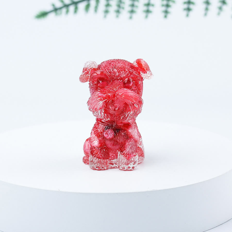 Decoración con piedras preciosas en miniatura de Schnauzer con resina epoxi y grava de cristal de Olivenorma