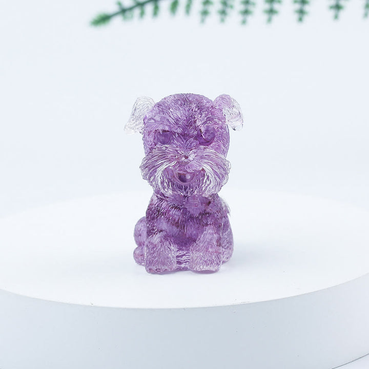 Decoración con piedras preciosas en miniatura de Schnauzer con resina epoxi y grava de cristal de Olivenorma