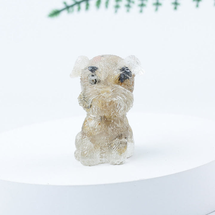 Decoración con piedras preciosas en miniatura de Schnauzer con resina epoxi y grava de cristal de Olivenorma