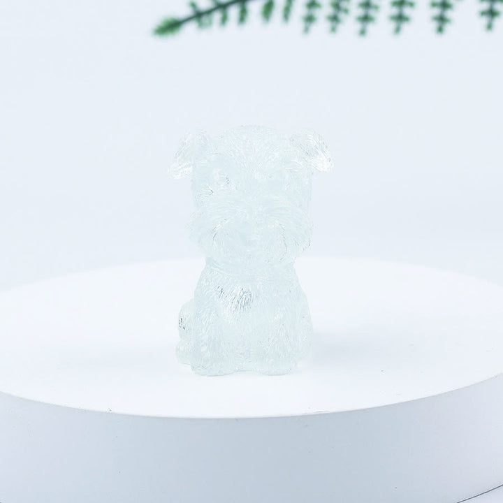 Decoración con piedras preciosas en miniatura de Schnauzer con resina epoxi y grava de cristal de Olivenorma