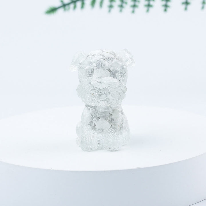 Decoración con piedras preciosas en miniatura de Schnauzer con resina epoxi y grava de cristal de Olivenorma