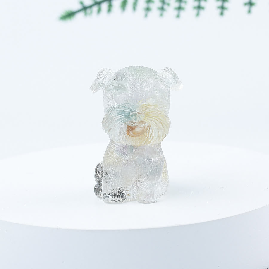 Decoración con piedras preciosas en miniatura de Schnauzer con resina epoxi y grava de cristal de Olivenorma