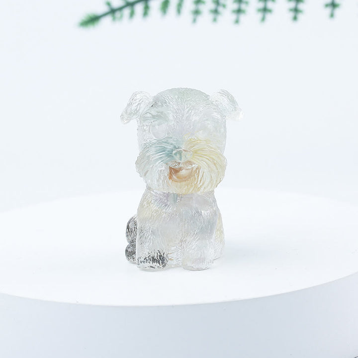 Decoración con piedras preciosas en miniatura de Schnauzer con resina epoxi y grava de cristal de Olivenorma