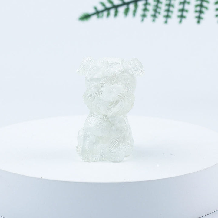 Decoración con piedras preciosas en miniatura de Schnauzer con resina epoxi y grava de cristal de Olivenorma
