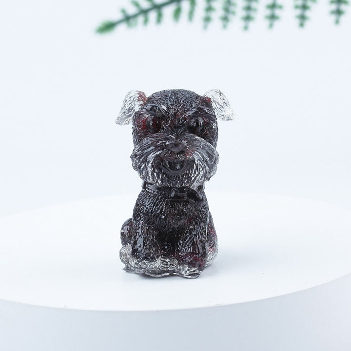 Decoración con piedras preciosas en miniatura de Schnauzer con resina epoxi y grava de cristal de Olivenorma