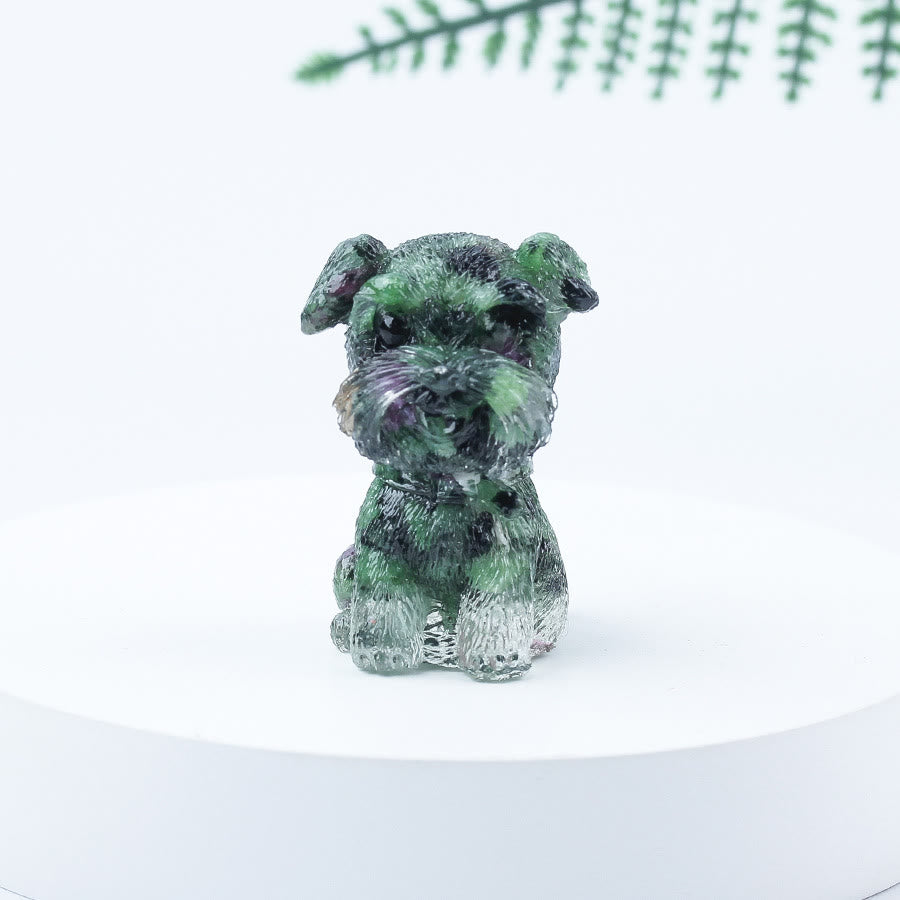Decoración con piedras preciosas en miniatura de Schnauzer con resina epoxi y grava de cristal de Olivenorma
