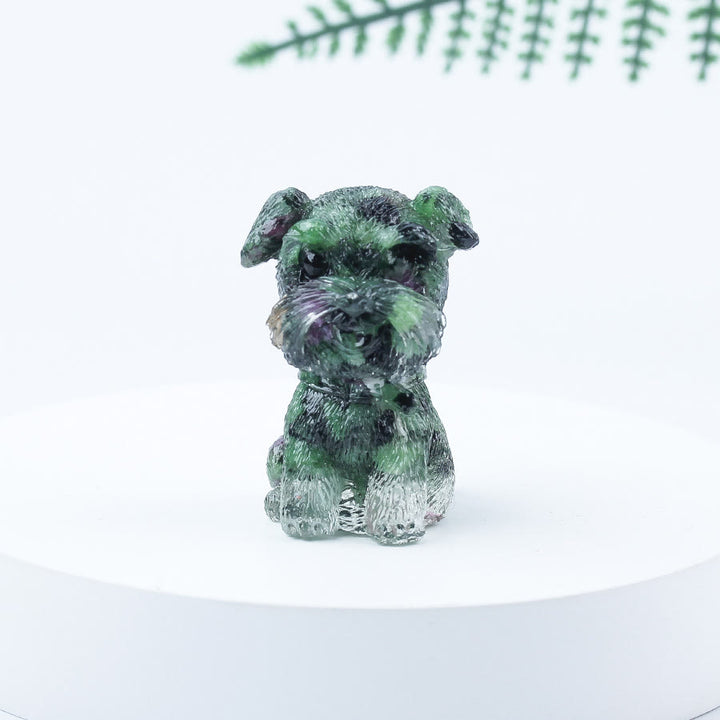 Decoración con piedras preciosas en miniatura de Schnauzer con resina epoxi y grava de cristal de Olivenorma