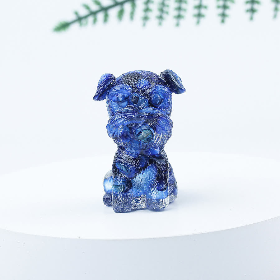 Decoración con piedras preciosas en miniatura de Schnauzer con resina epoxi y grava de cristal de Olivenorma