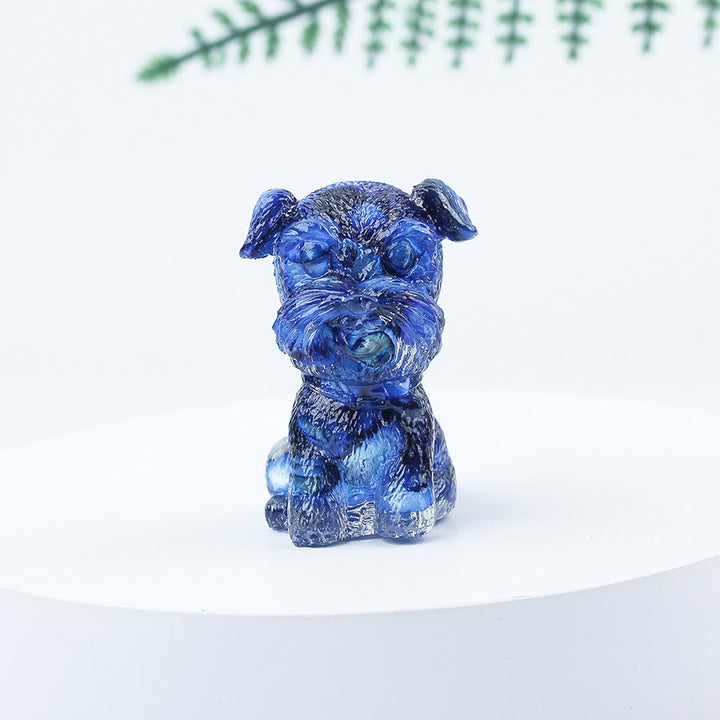 Decoración con piedras preciosas en miniatura de Schnauzer con resina epoxi y grava de cristal de Olivenorma