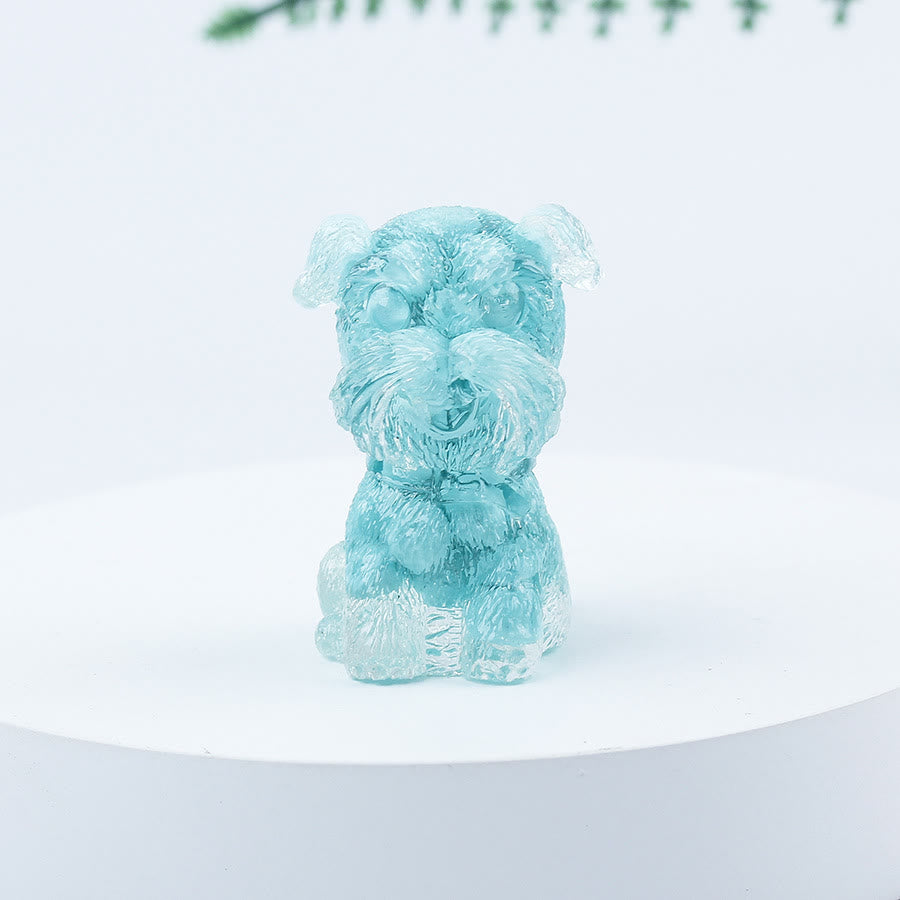 Decoración con piedras preciosas en miniatura de Schnauzer con resina epoxi y grava de cristal de Olivenorma