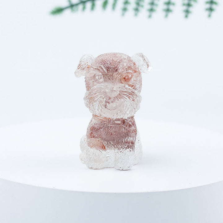 Decoración con piedras preciosas en miniatura de Schnauzer con resina epoxi y grava de cristal de Olivenorma