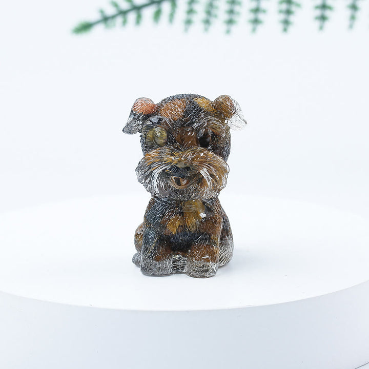 Decoración con piedras preciosas en miniatura de Schnauzer con resina epoxi y grava de cristal de Olivenorma