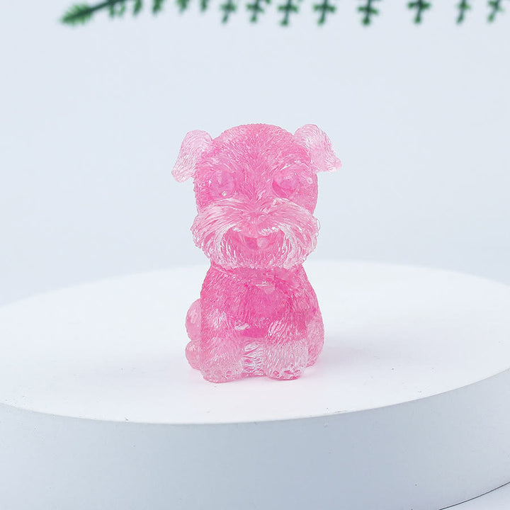 Decoración con piedras preciosas en miniatura de Schnauzer con resina epoxi y grava de cristal de Olivenorma