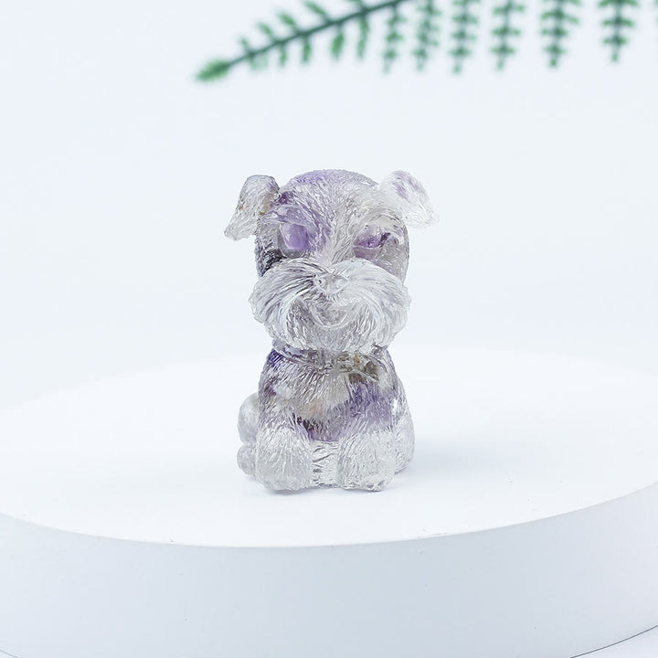 Decoración con piedras preciosas en miniatura de Schnauzer con resina epoxi y grava de cristal de Olivenorma