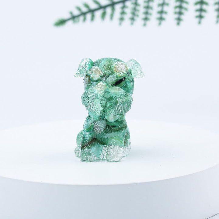 Decoración con piedras preciosas en miniatura de Schnauzer con resina epoxi y grava de cristal de Olivenorma