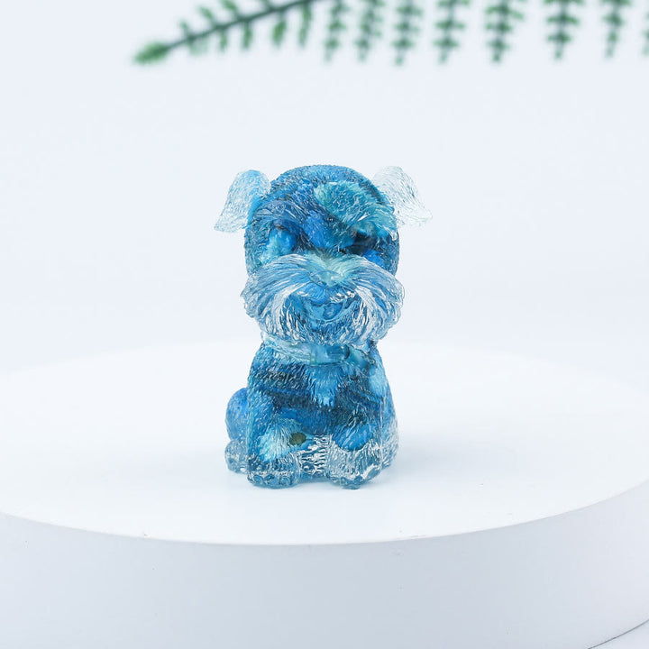 Decoración con piedras preciosas en miniatura de Schnauzer con resina epoxi y grava de cristal de Olivenorma