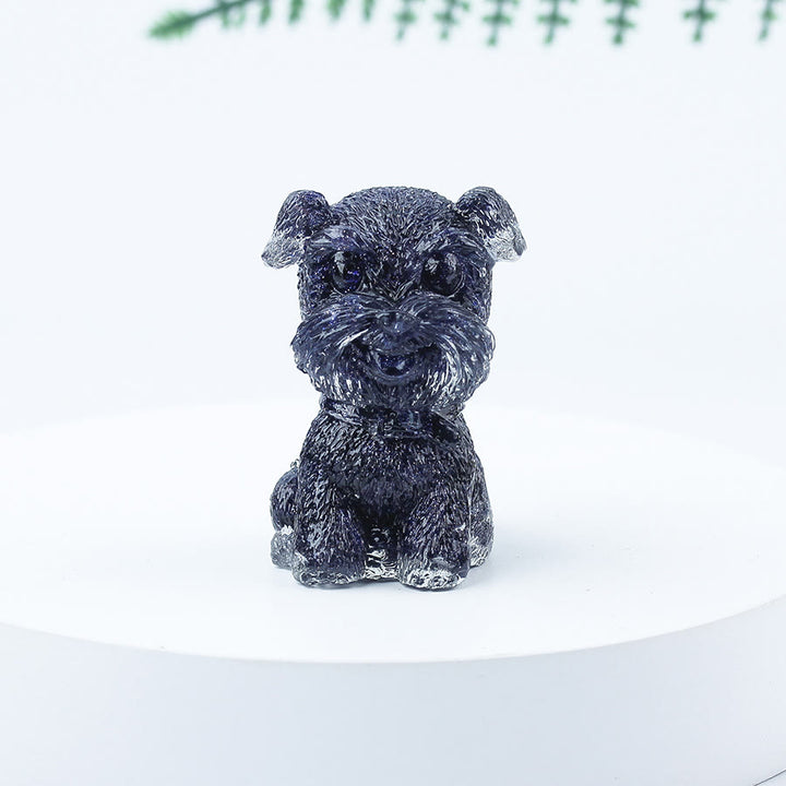 Decoración con piedras preciosas en miniatura de Schnauzer con resina epoxi y grava de cristal de Olivenorma