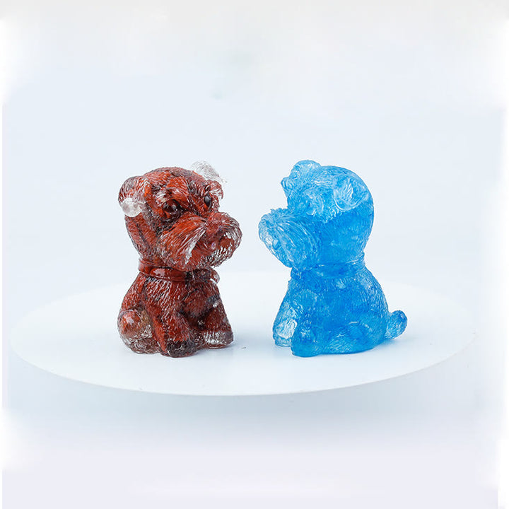 Decoración con piedras preciosas en miniatura de Schnauzer con resina epoxi y grava de cristal de Olivenorma