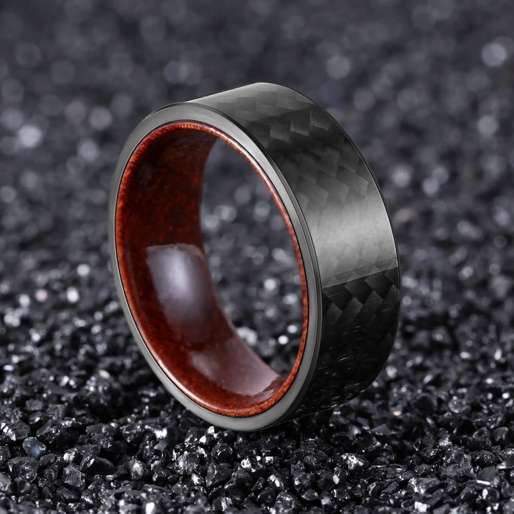 Anillo de madera para barril de whisky de fibra de carbono de sarga negra de 8 mm de Olivenorma