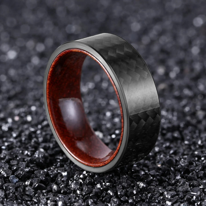 Anillo de madera para barril de whisky de fibra de carbono de sarga negra de 8 mm de Olivenorma