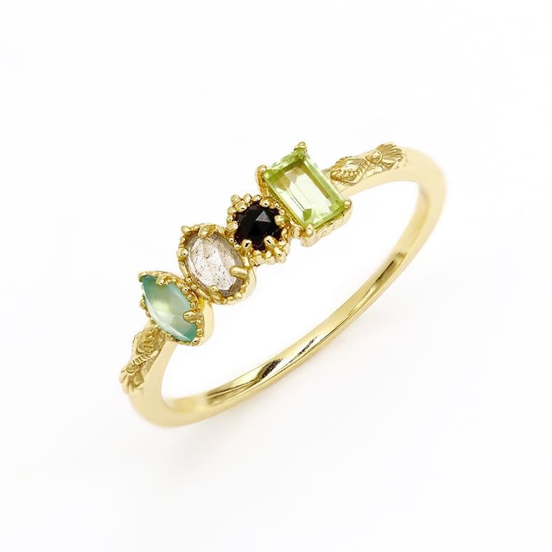 Anillo de piedra natal personalizado con piedra preciosa natural de labradorita de Olivenorma