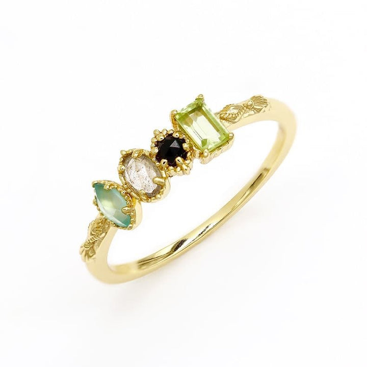 Anillo de piedra natal personalizado con piedra preciosa natural de labradorita de Olivenorma