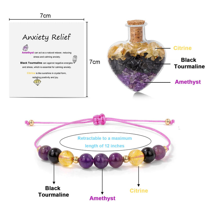 Pulsera de cristal natural con botella de los deseos, regalo curativo de Olivenorma