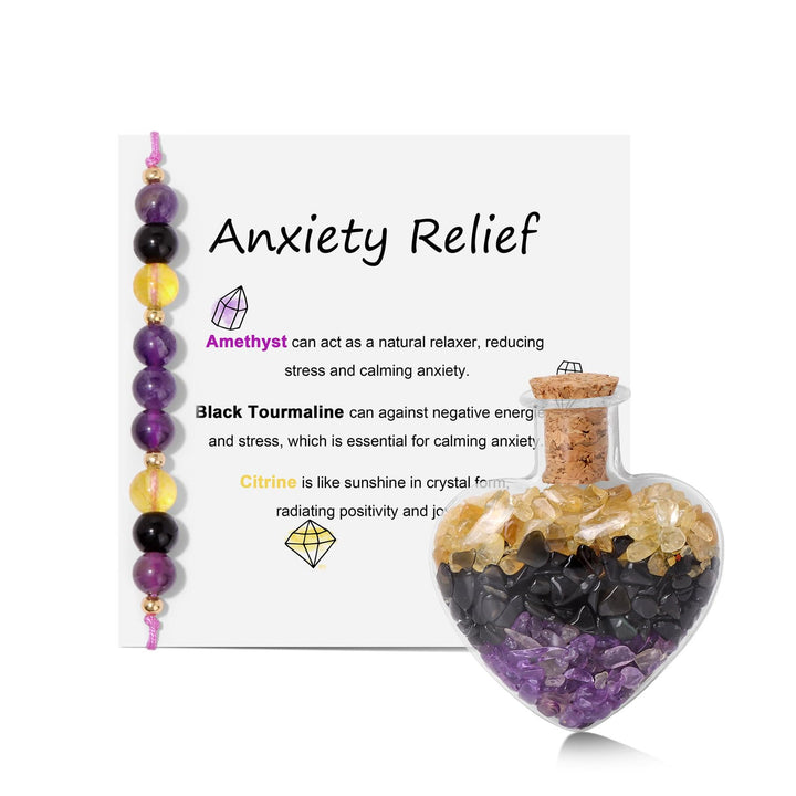 Pulsera de cristal natural con botella de los deseos, regalo curativo de Olivenorma