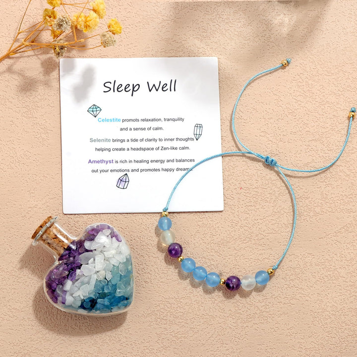 Pulsera de cristal natural con botella de los deseos, regalo curativo de Olivenorma