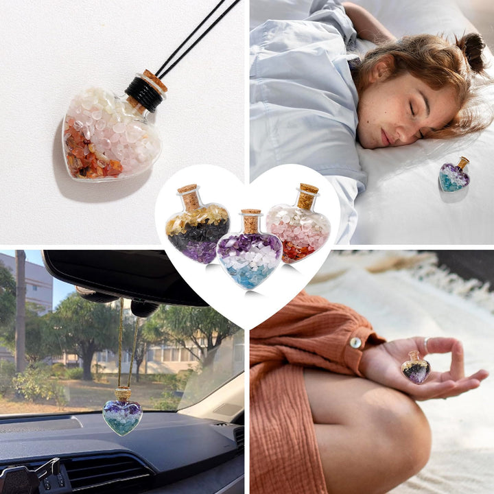 Pulsera de cristal natural con botella de los deseos, regalo curativo de Olivenorma