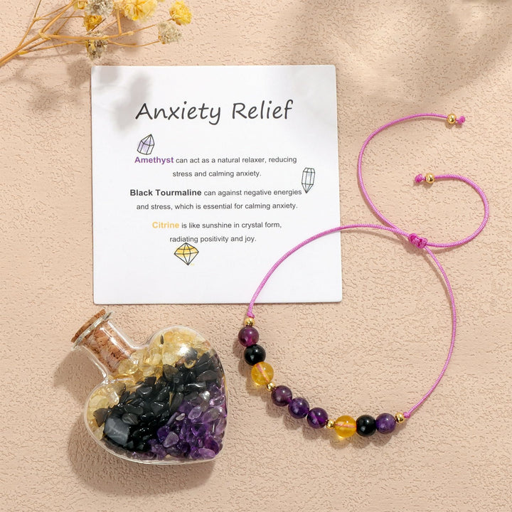 Pulsera de cristal natural con botella de los deseos, regalo curativo de Olivenorma